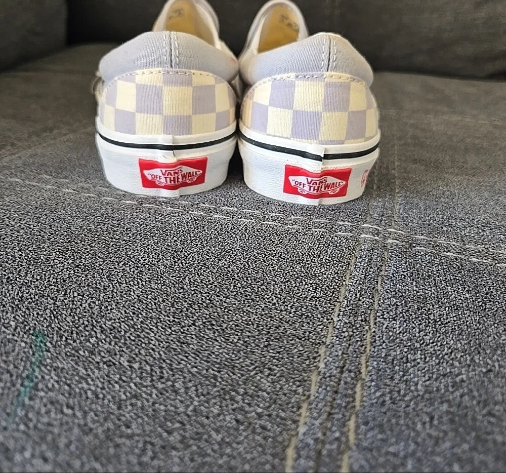 Vans Slip-On Checkerboard Sneakers - Grey and Cream